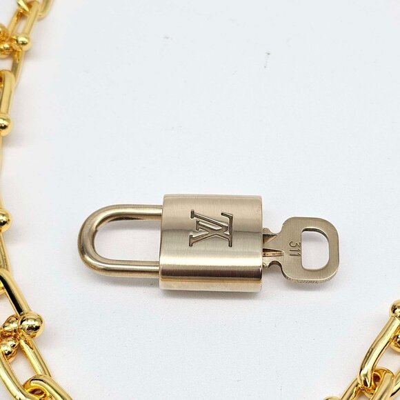 Auth Louis Vuitton Lock & Key w/Unbranded 925 Pure Silver Gold Plated Necklace - Picture 10 of 16